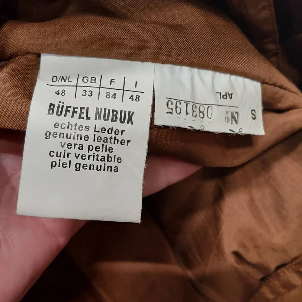Mans Fashion Brown Nubuck Buffalo Leather Pants Straight Leg 33x27 German Leder